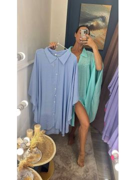 Накидка женская хлопок (Xl-5Xl) Длинная, короткий рукав. Цвет в ассортименте.