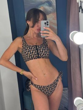 Купальник женский раздельный Swimwear (38-46) Топ на молнии спереди, плавки бразильяны.Принт в ассортименте.